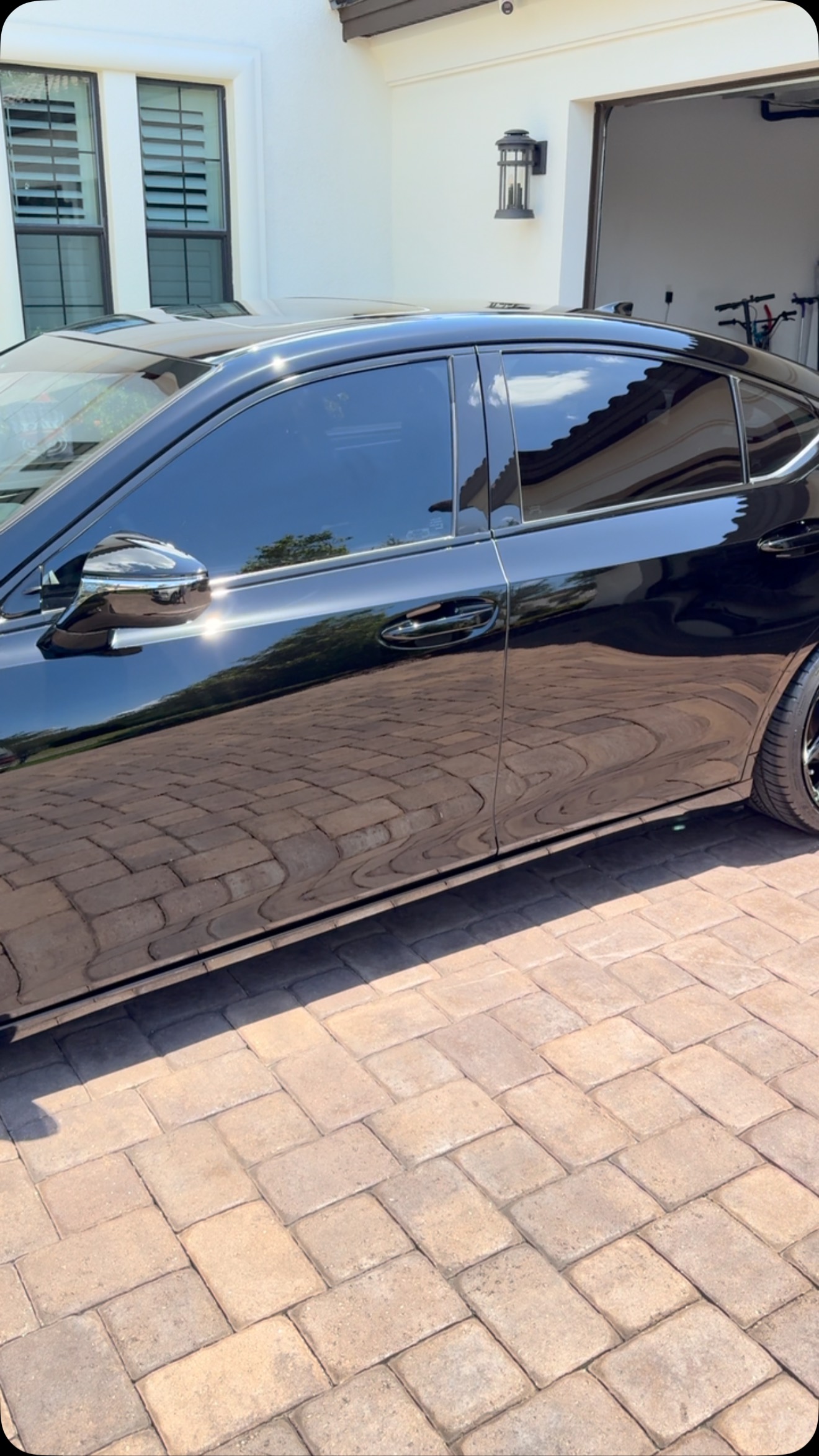 Luxury yacht with gleaming hull after marine detailing